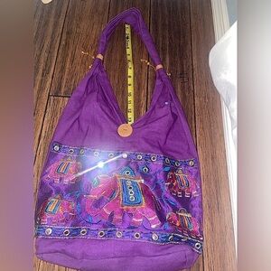Handmade 🇮🇳 Purple hobo bag bohemian purse elephant bag embroidered bag